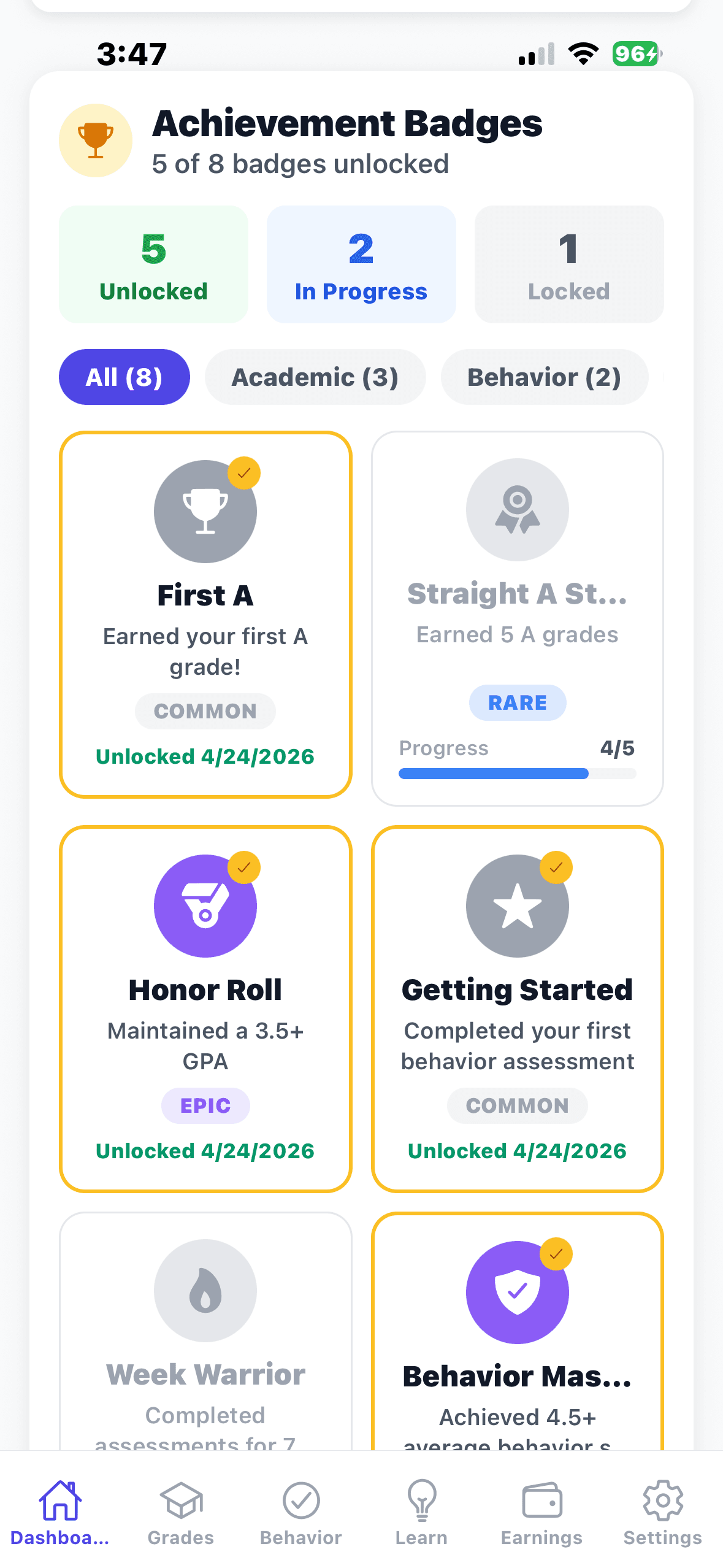 Achievement badges